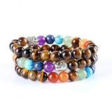 Bracelet Bouddha 7 Chakras en Œil de Tigre