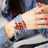 Mala Tibétain Apaisement et Stabilité (Calcédoine Bleue/Agate Rouge)