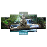 Tableau Bouddha Jardin et Cascade