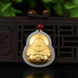 Pendentif Bouddha Rieur (Jade et Or 999)