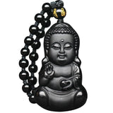 Pendentif Bouddha Abhaya Mudra (Obsidienne)