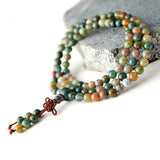 Mala Bouddhiste Communion Nature (Agate Aquatique)