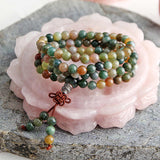Mala Bouddhiste Communion Nature (Agate Aquatique)