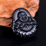Pendentif Bouddha Budaï (Obsidienne)