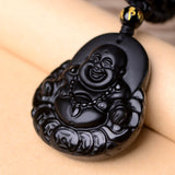 Pendentif Bouddha Budaï (Obsidienne)