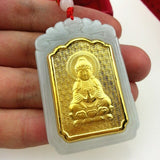 Pendentif Bouddha Bodhisattva (Jade et Or 999)