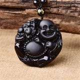 Pendentif Bouddha Porte-Bonheur (Obsidienne)