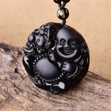 Pendentif Bouddha Porte-Bonheur (Obsidienne)