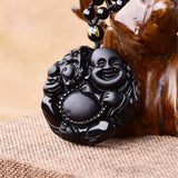 Pendentif Bouddha Porte-Bonheur (Obsidienne)