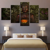 Tableau Bouddha Statue Lotus