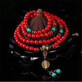 Mala Tibétain Assurance et Epanouissement (Jaspe Rouge/Turquoise)
