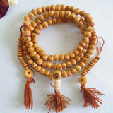 Mala Bouddhiste Dzi à 3 yeux (Os de Yack)