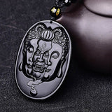 Pendentif Bouddha et Diable (Obsidienne)