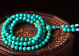 Mala Bouddhiste Anti-Ondes Négatives (Turquoise/Oeil de Tigre)