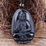 Pendentif Bouddha Signe du Chien/Cochon (Obsidienne)