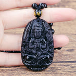 Pendentif Bouddha Signe du Rat (Obsidienne)