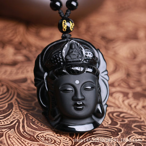 Pendentif Bouddha Siddhartha Gautama (Obsidienne)