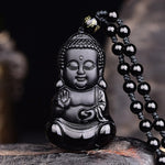 Pendentif Bouddha Abhaya Mudra (Obsidienne)