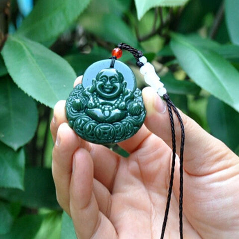Pendentif Bouddha Budaï (Jade Vert)