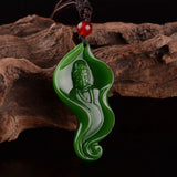 Pendentif Bouddha Feuille de Lotus (Jade Vert)
