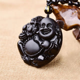 Pendentif Bouddha Porte-Bonheur (Obsidienne)