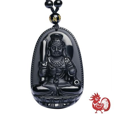 Pendentif Bouddha Signe du Coq (Obsidienne)