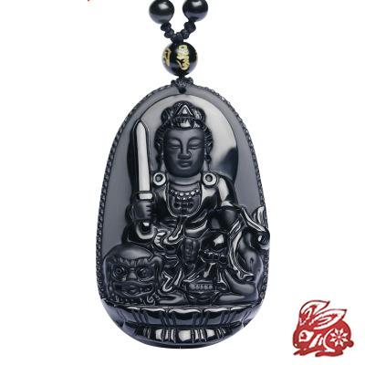 Pendentif Bouddha Signe du Lièvre (Obsidienne)