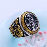 Bague Bouddha Guanyin et Dragon (Argent 925)