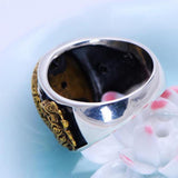 Bague Bouddha Guanyin et Dragon (Argent 925)
