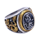 Bague Bouddha Guanyin et Dragon (Argent 925)