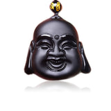 Pendentif Bouddha Rieur Tête (Obsidienne)