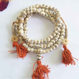 Mala Bouddhiste Dzi à 3 yeux (Os de Yack)