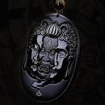 Pendentif Bouddha et Diable (Obsidienne)