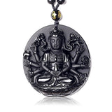 Pendentif Bouddha Guanyin aux Mille Mains (Obsidienne)