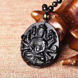 Pendentif Bouddha Guanyin aux Mille Mains (Obsidienne)